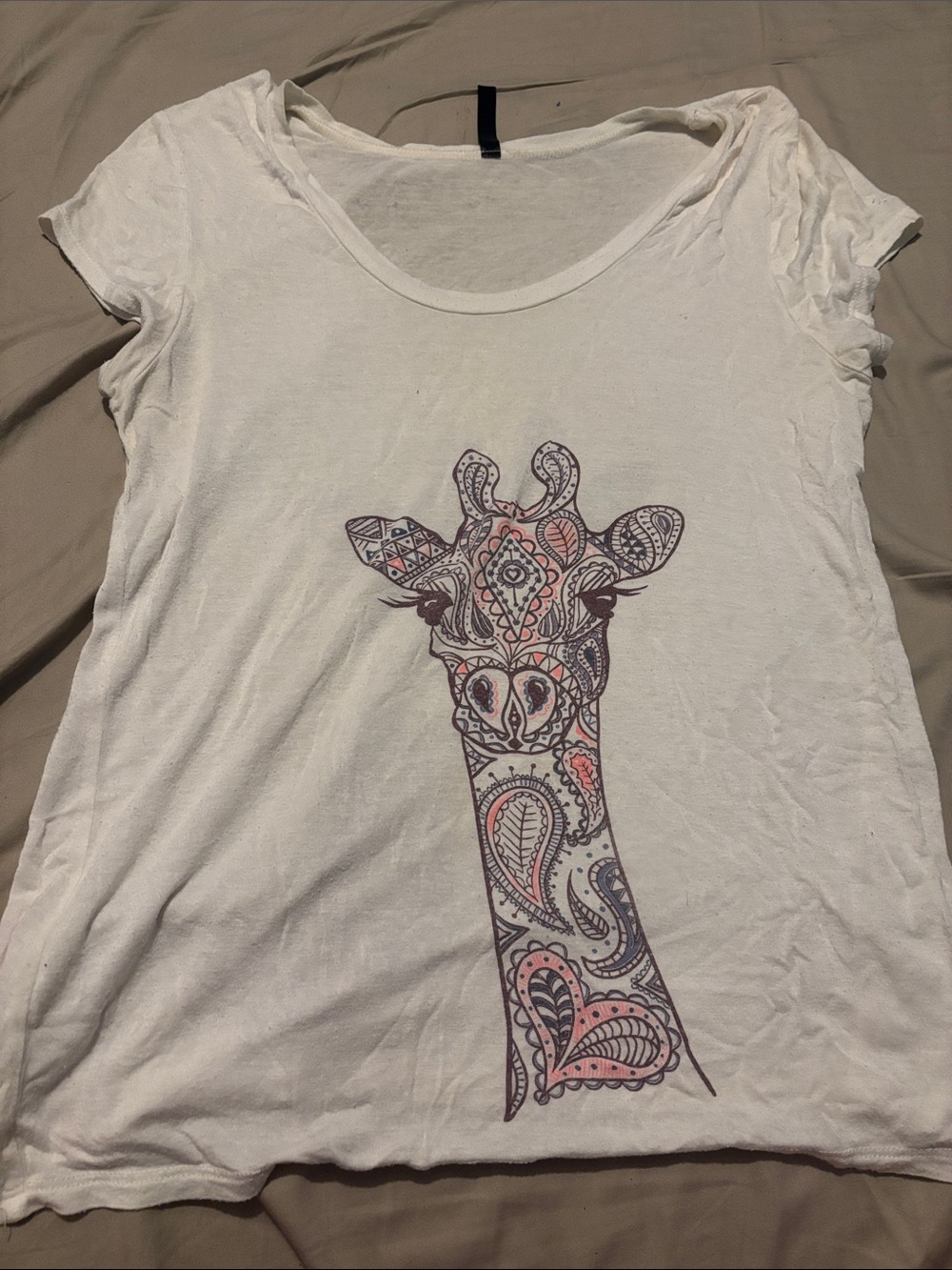 White Tee with Decorative Giraffe Print